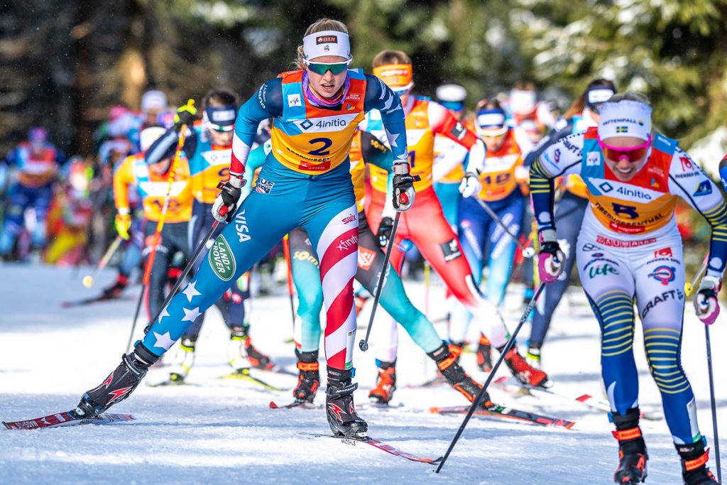 U.S. Ski Team member Hailey Swirbul competes in the U23 World Ski Championships earlier this winter in Oberwiesenthal, Germany.