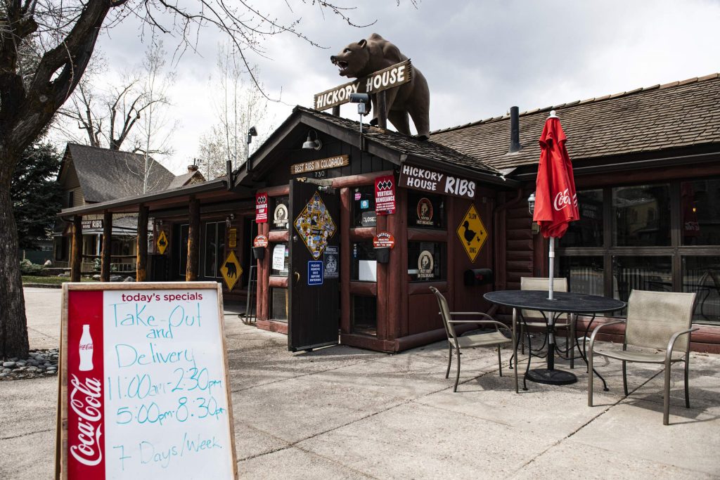 Hickory House is open seven days a week for lunch and dinner take-out and delivery in Aspen on Wednesday, April 22, 2020. (Kelsey Brunner/The Aspen Times)