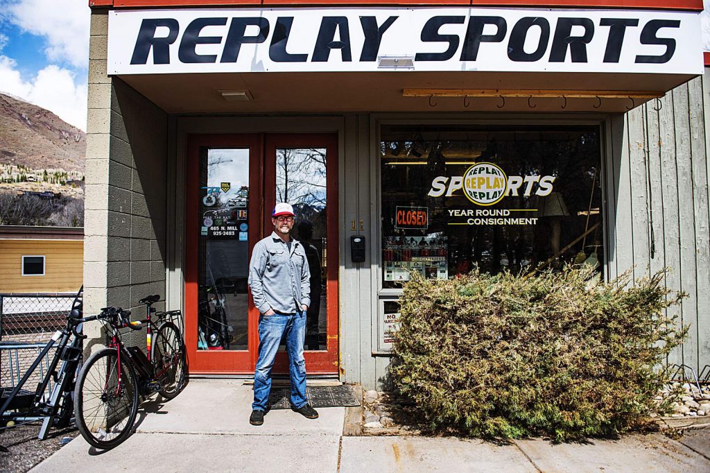 Brad Jasicki stands outside of Replay Sports on Friday, April 24, 2020. The store has been in Aspen for 17 years and Jasicki plans for it to reopen when the county gives him permission. 