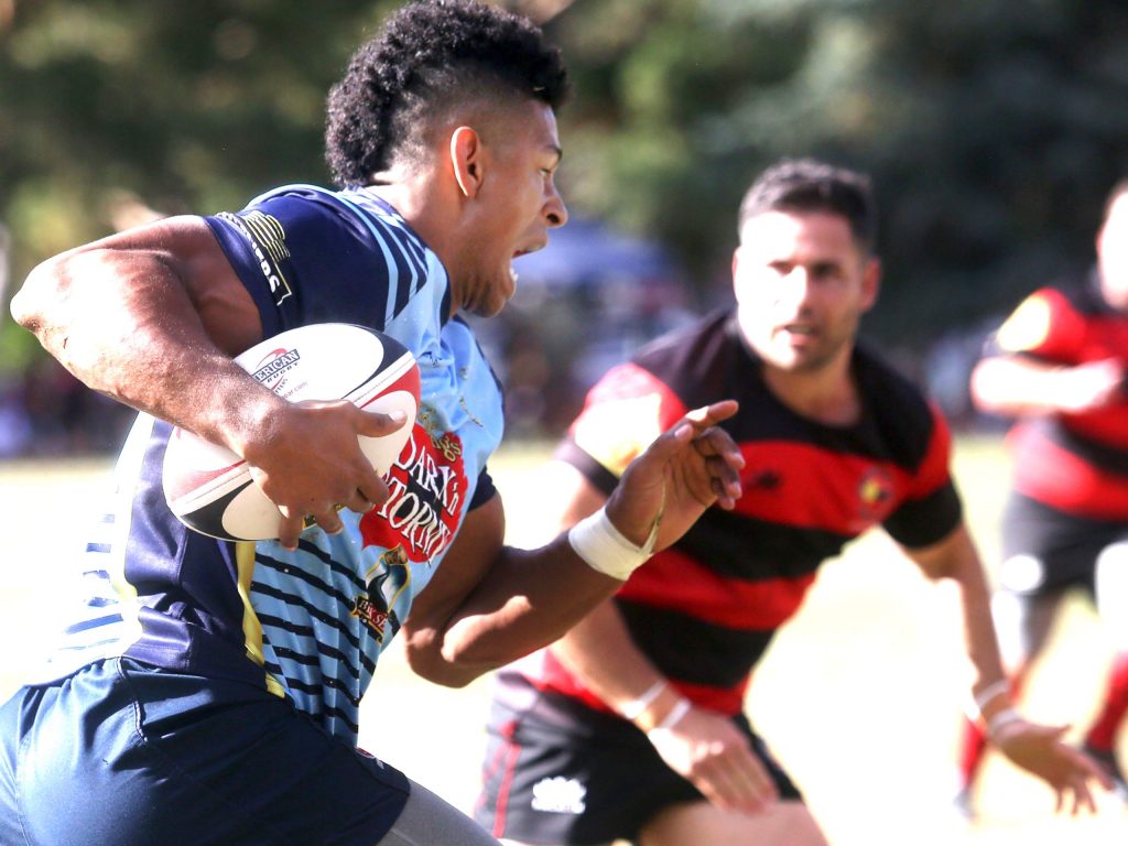 The Gentlemen of Aspen Rugby Football Club, in red, beat the Dark 'n Stormy Misfits in the Aspen Ruggerfest 51 final, 40-38, for their first Ruggerfest title since 2015. (Photo by Austin Colbert/The Aspen Times).