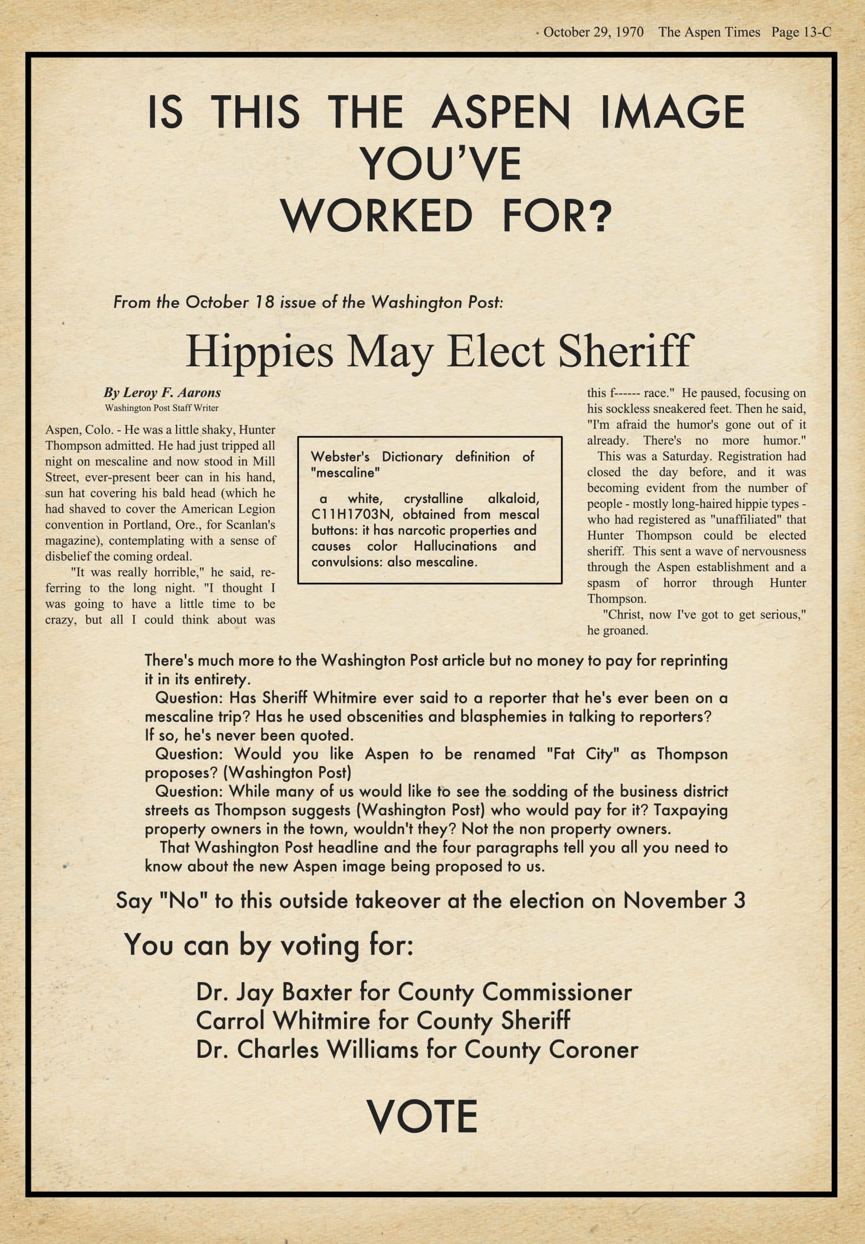 FREAK POWER AT 50 Stories from the Aspen Times archives on Hunter S