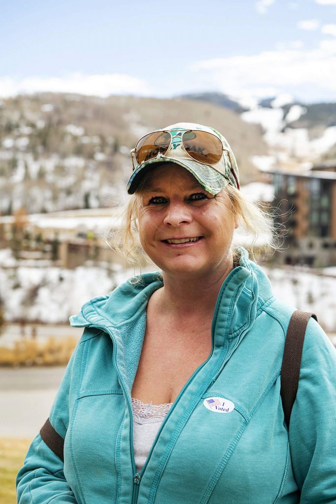 Kirstie Littell after voting on Election Day in Snowmass on Tuesday, Nov. 3, 2020. (Kelsey Brunner/The Aspen Times)