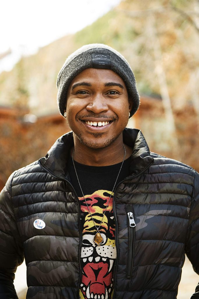 Daventri Brown after voting on Election Day in Aspen on Tuesday, Nov. 3, 2020. (Kelsey Brunner/The Aspen Times)