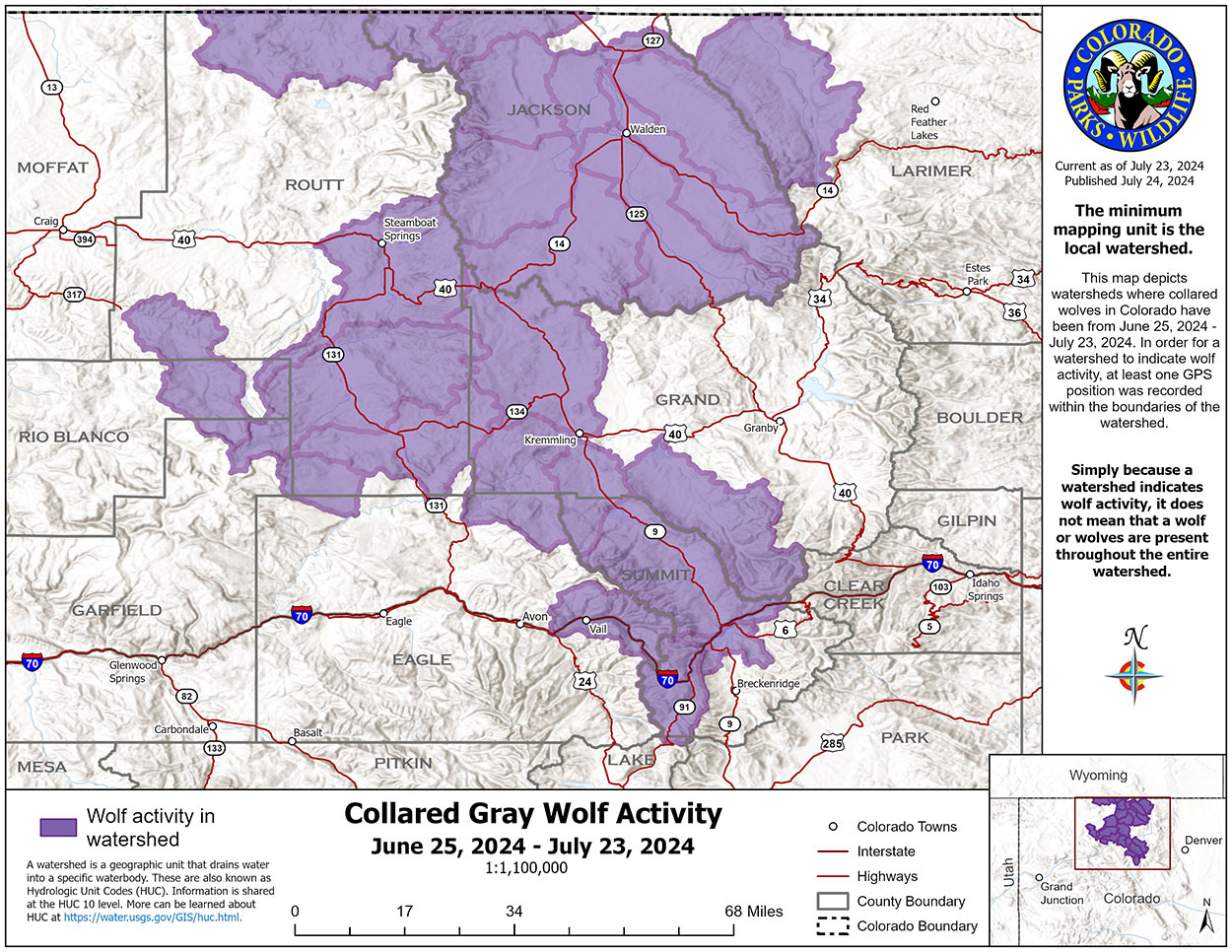 Colorado S July Wolf Activity Map Includes Update On Hazing Rumors MonthlyCollaredWolfActivityAreaMap July Final