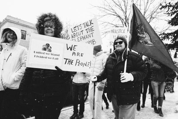 Women march in downtown Glenwood Springs.