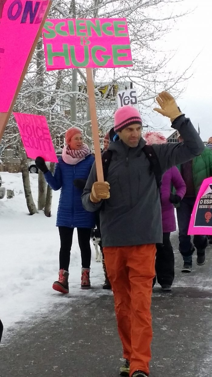Several men joined Saturday's marches, including the Carbondale event.