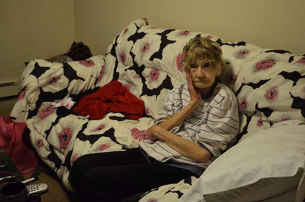 Glenwood Manor II resident Gail Danielson, 74, who broke her hip a couple of years ago, sits on the couch she's been sleeping on since her bed frame was broken during the building's remodel. Numerous residents of the Glenwood Manors have contacted the Post Independent complaining that they've been moved back into their buildings in dangerous conditions as construction is far from finished.