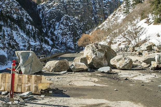 The westbound lanes of I-70 in Glenwood Canyon were blocked by large boulders in February, closing the road completely for nearly a week, the longest I-70 closure ever in Colorado.