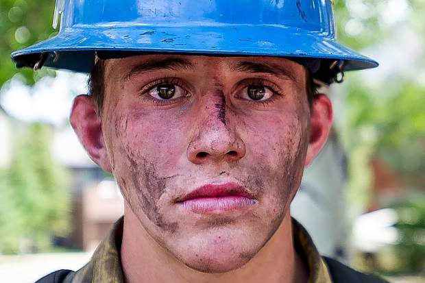 Oregon firefighter Martin Sierra after working the line on the Lake Christine Fire on Sunday afternoon.