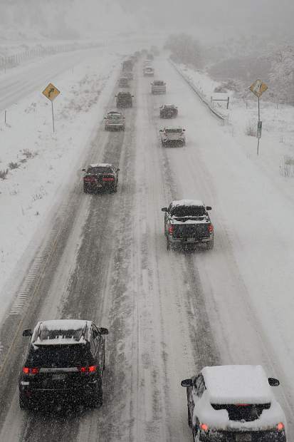The Monday morning commute was a slow one as traffic heads into South Canyon west of Glenwood Springs.
