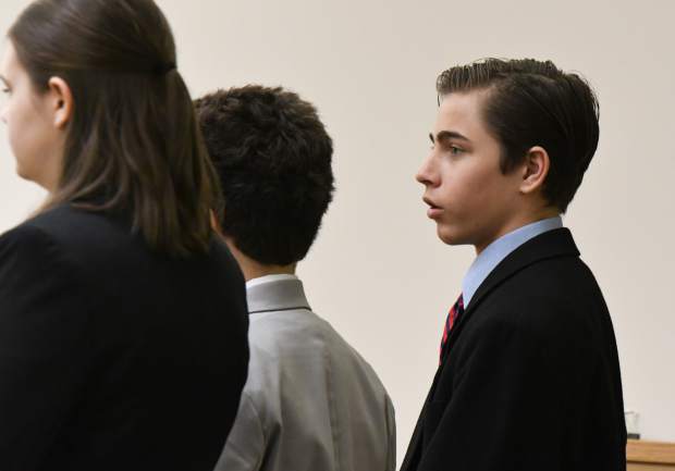 William Ransom Marshall, a student at Glenwood Springs High School, competes in the Mock Trial regional competition at the Garfield County Courthouse on Saturday morning. Marshall's team won the tournament.