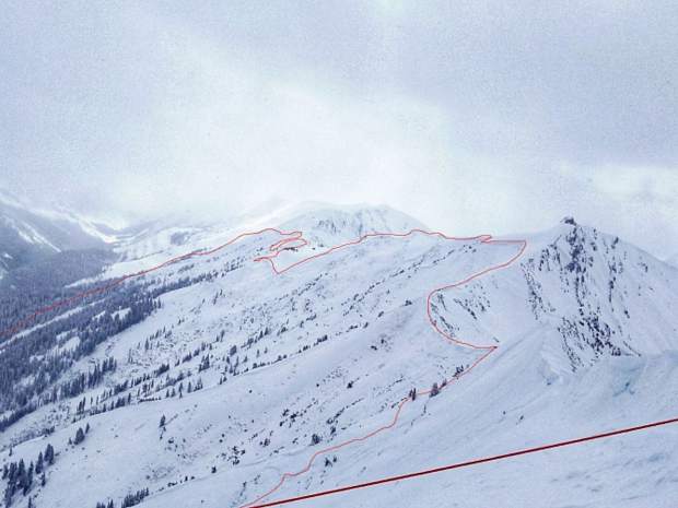 This aerial veiw shows the vastness of the slide that roaring down Highlands Ridge and into Conundrum Valley. CAIC called it a 'landscape-changing' incident.