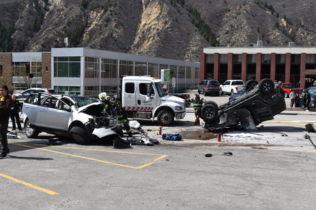 Driver taken away on stretcher after rollover car accident in Glenwood