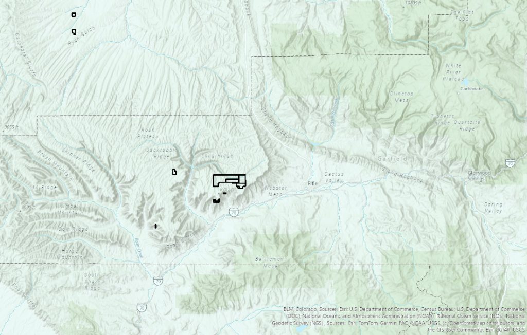 Advocates Reignite Fight To Keep Roan Plateau Pristine Amid Boom Of Roan Plateau Oil And Gas Leases Dec 26 BLM Map 1024x652 