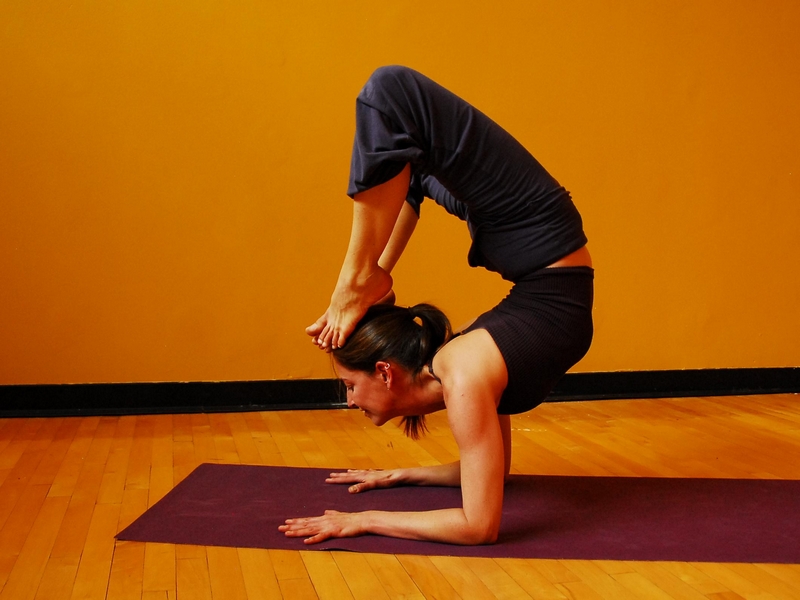 Back bending yoga at the Vail Athletic Club
