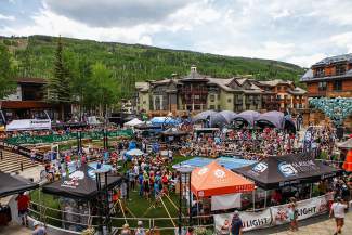 From front to back, Blake Crow, Elai Danker and Jack Mudd conquor an obsitcale course on Onewheels, Saturday, in Lionshead in Vail. People could rent one to take around Vail or participate in a race.