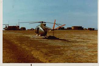 This is one of the OH-6 helicopters Carl Gray flew in Vietnam. What you cannot see is the bullet holes on its under side.