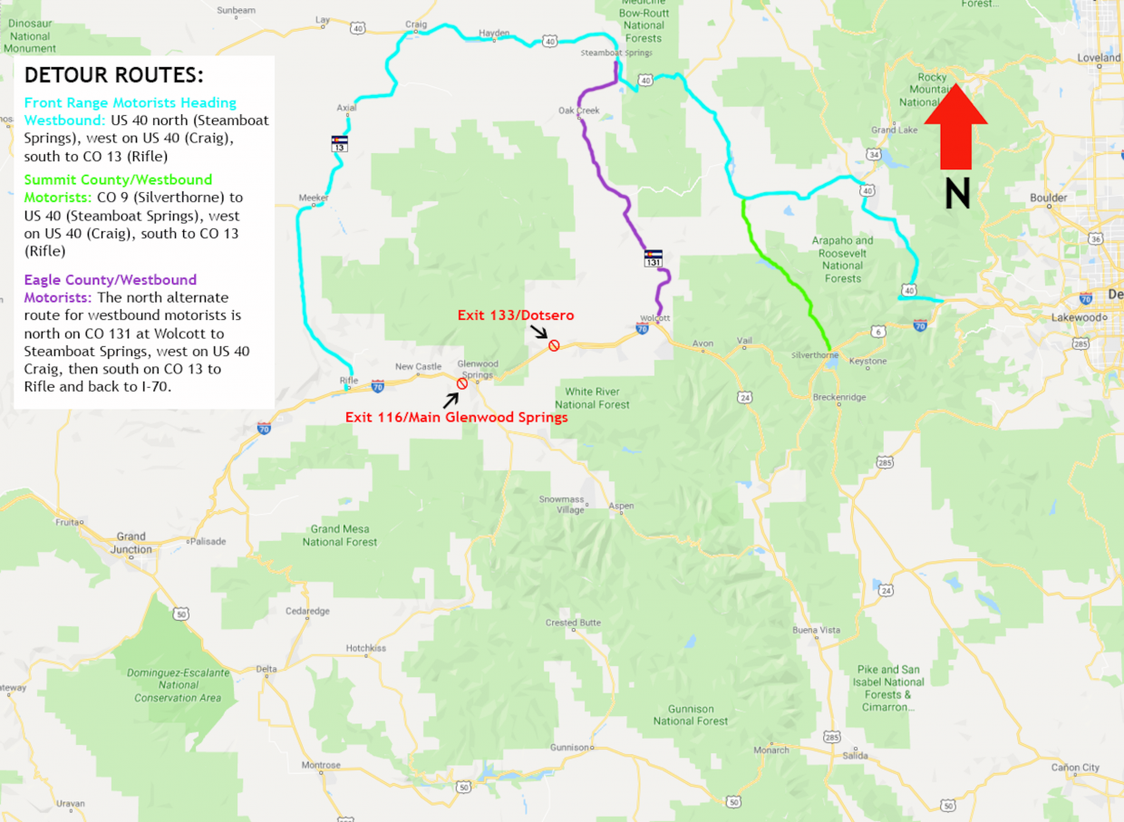 This is the detour around Glenwood Canyon. It'll take about four and a half hours.