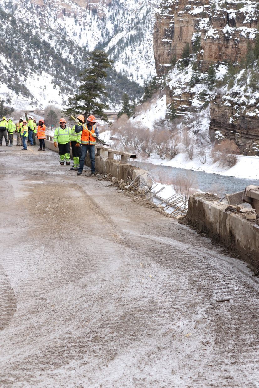 The rockslide took out some sections of guardrail.