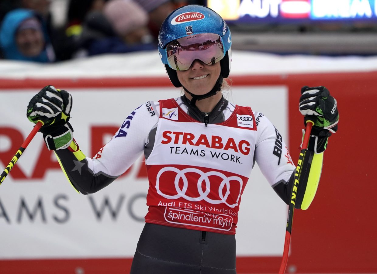 That's more like it. Mikaela Shiffrin her second run of Friday's women's World Cup giant slalom, in Spindleruv Mlyn, Czech Republic, on Friday. Her second run helped her jump past Italy's Federica Brignone to finish third.