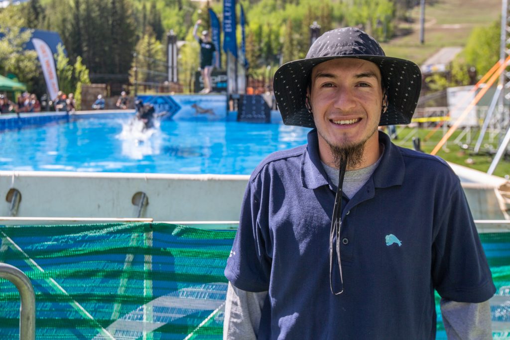 Steve Sanchez is the announcer for the DockDogs events at GoPro Mountain Games.