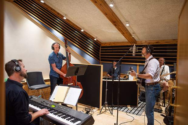 Members of the Derek Brown Band recording at Mad Dog Studios in Old Snowmass on Aug. 14.