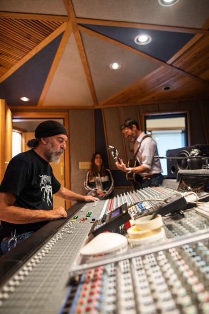 Ralph Pitt and Derek Brown during a recordng session at Mad Dog Studios on Aug. 14.