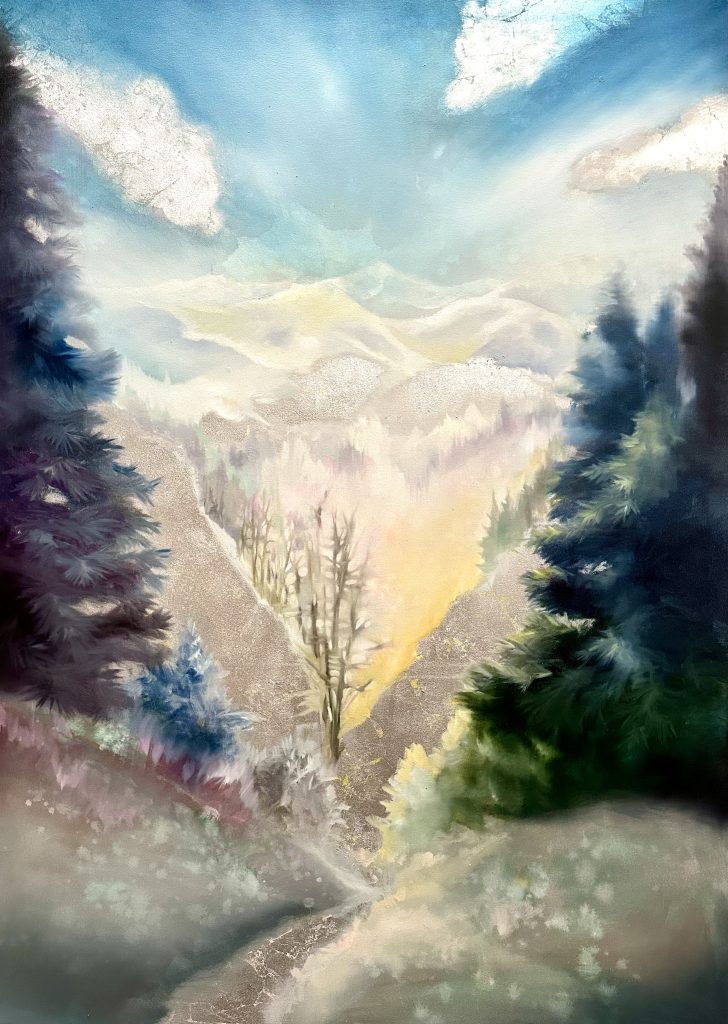 "True North," by Britten, mixed media, 70" x 50", C. Anthony Gallery.