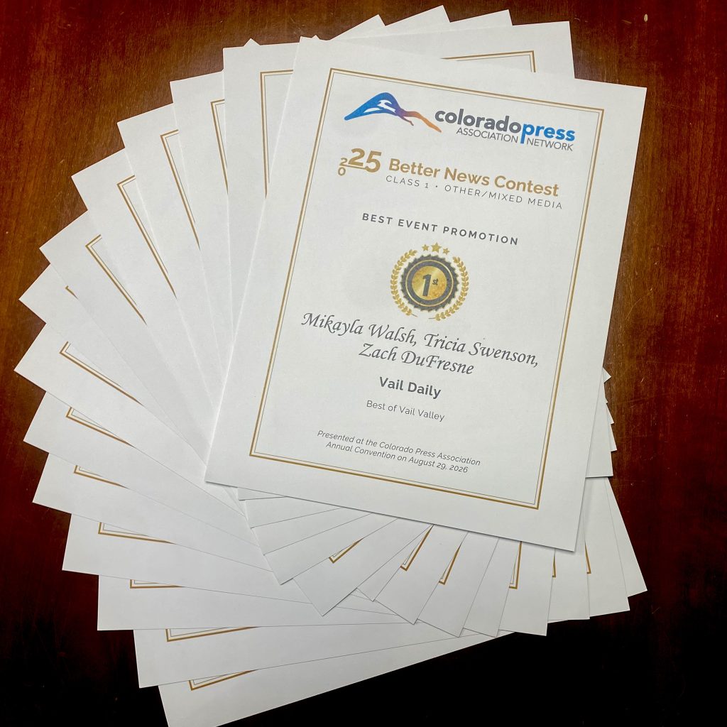 Vail Daily wins a dozen awards at 2026 Colorado Press Association Better News Contest
