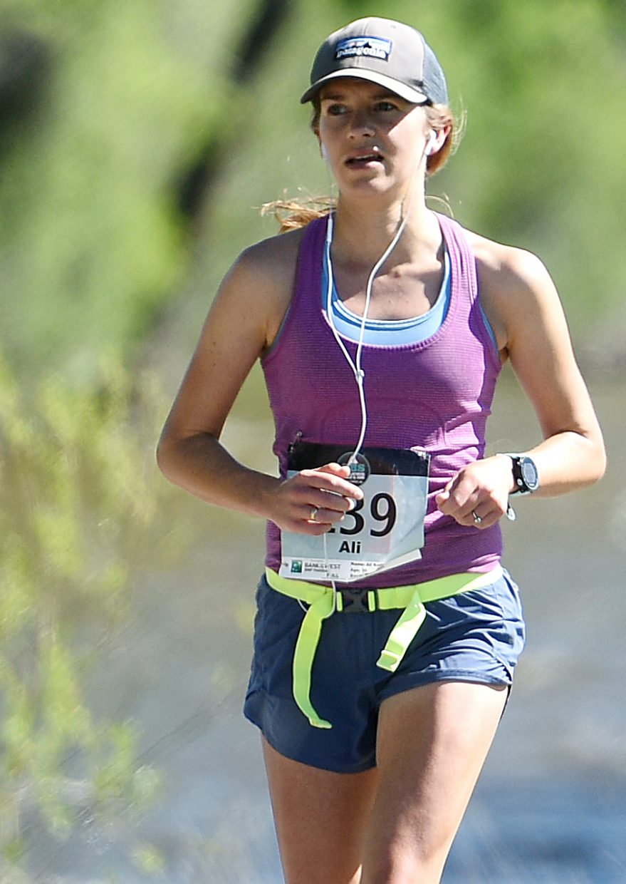 Ali Kelley runs en route to winning the women's Steamboat Marathon on Sunday.