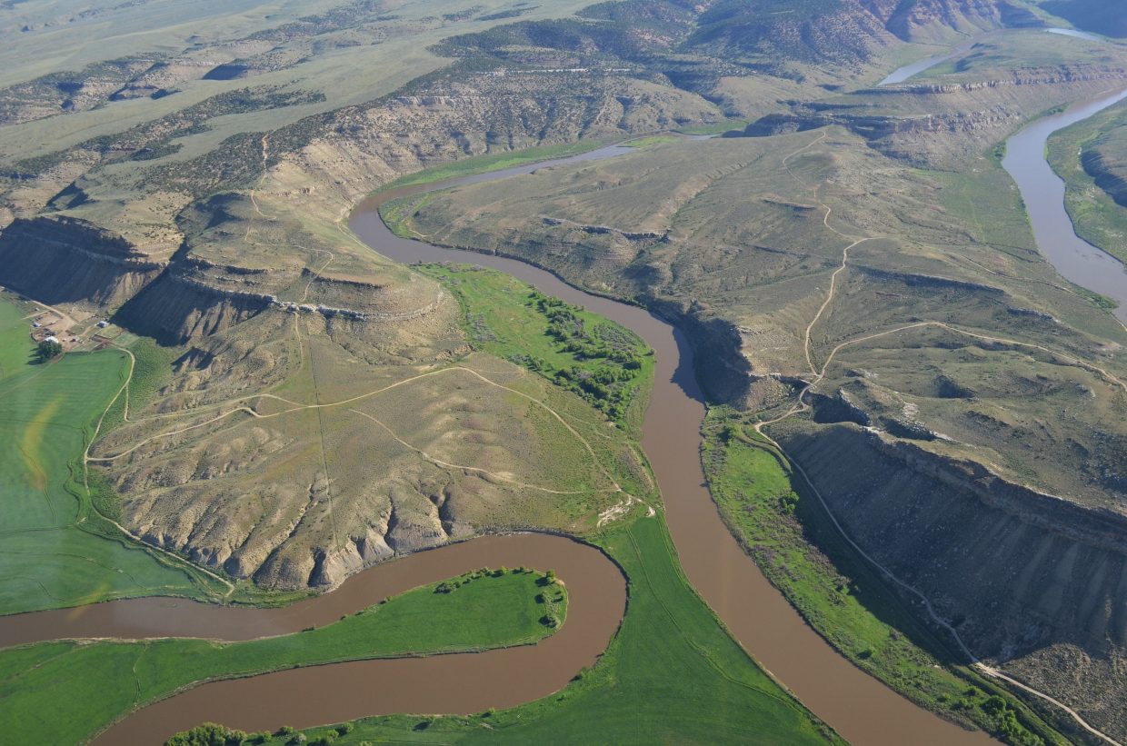 The many times the Yampa River folds back on itself in LIttle Yampa Canyon are easily appreciated from a single-engine airplane flight funded by LightHawk Conservation Flying and flown by Steamboat Springs Pilot Jack Dysart.