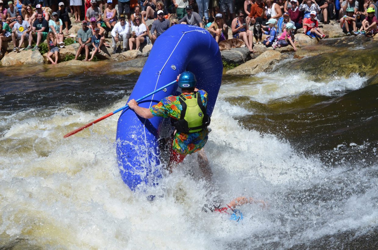 Charlies Hole spits out another pair of skilled paddlers during the 2017 Yampa River Fest.