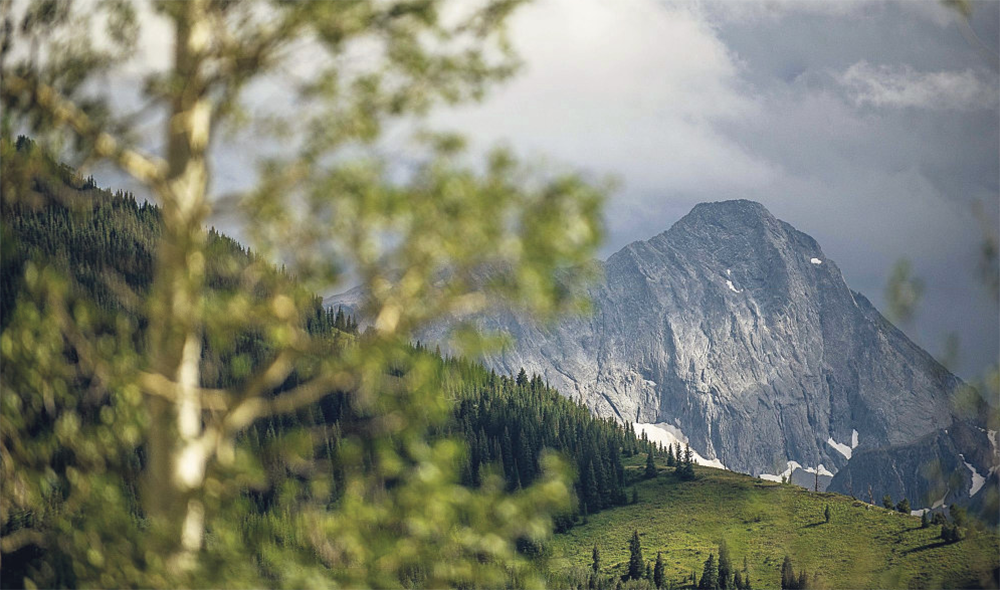 The 14,130-foot Capitol Peak is located about 14 miles west of Aspen in the Elk Mountains.
