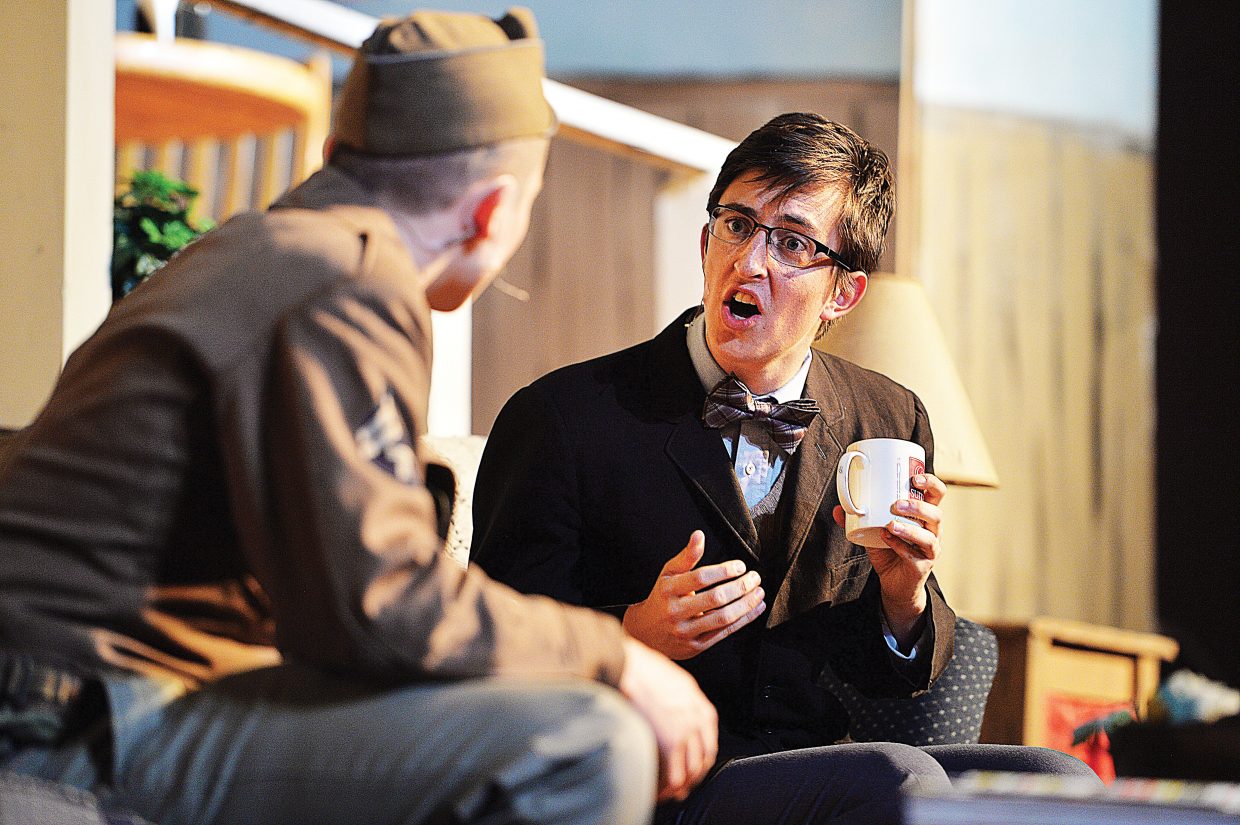 Charlie Tisch, playing the character of Charlie Baker, talks with Charlie Harrington, playing the part of Froggy LeSueur, in a scene for the Steamboat Springs High School's production of "The Foreigner.