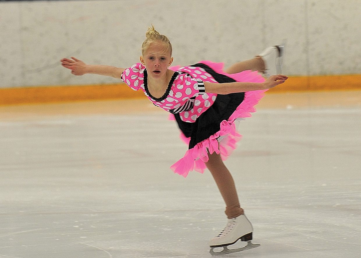 Jordan Broyhill rehearses "Because You Can Can" while preparing for the Steamboat Springs Figure Skating Club's annual "Broadway on Ice" show. The show will take place at 7 p.m. Friday and Saturday at Howelsen Ice Arena.