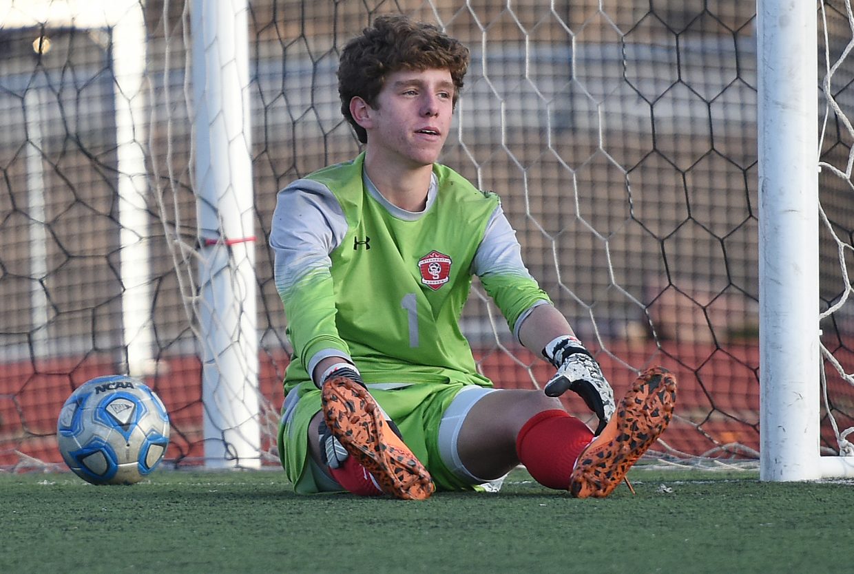 Steamboat goalie Cruz Erickson looks on after The Classical Academy took a 3-0 lead moments before halftime by putting away a pentalty kick.