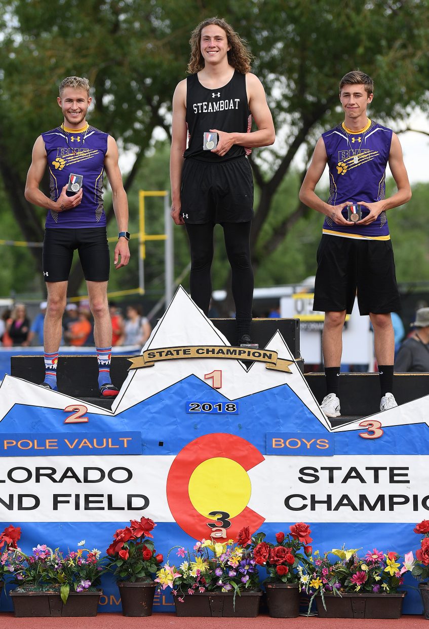Steamboat junior Eric Casey won the Class 3A boys pole vault event at the state track meet in Lakewood.
