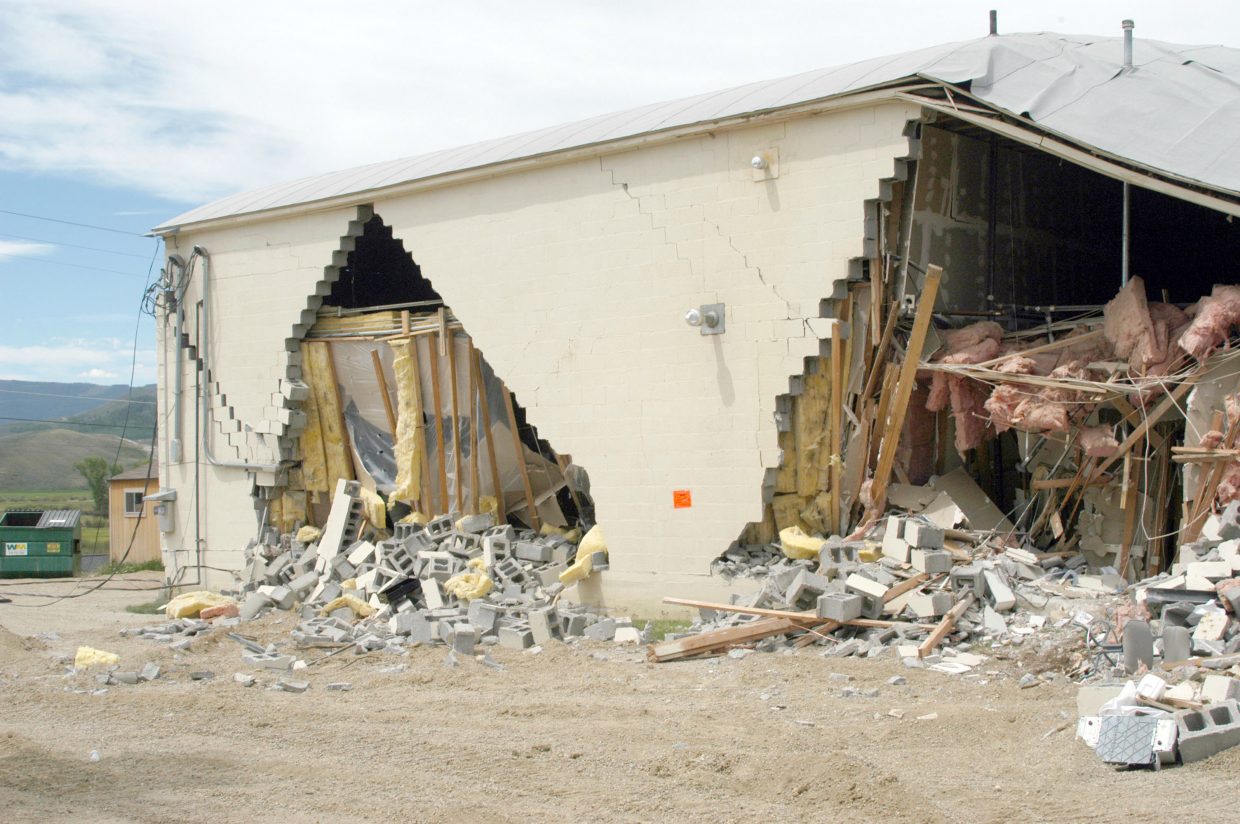 Damage is pictured at Sky-Hi News in the aftermath of the attack.