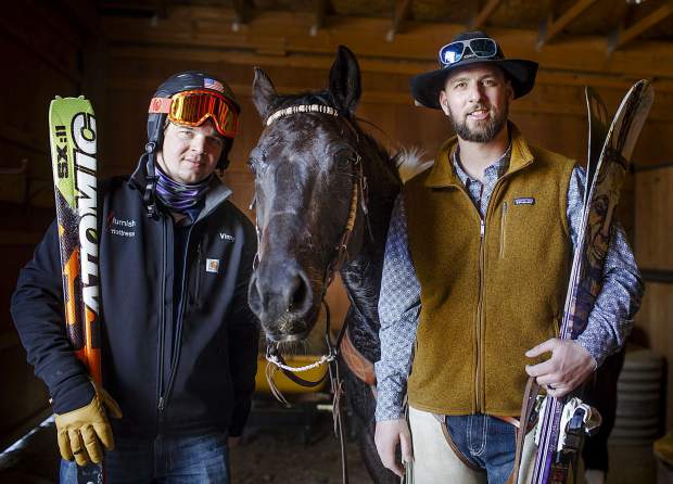 ummit County brothers Vinny (left) and AJ Pestello pose for a photograph inside a barn at Pass Creek Ranch as seen on Wednesday, Feb. 27. The brothers were at the ranch to prep for the weekend's 71st annual skijoring event in Leadville.