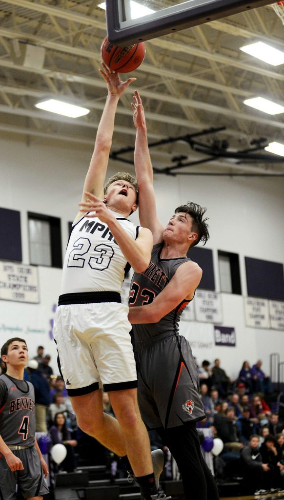 Middle Park junior Cameron Kirwan goes up for a shot on Tuesday vs. Bennett.