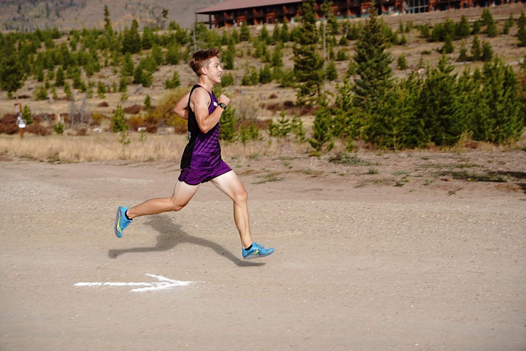 Middle Park senior Ethan Callarman races to the finish line. He beat all other runners Saturday by more than a minute.