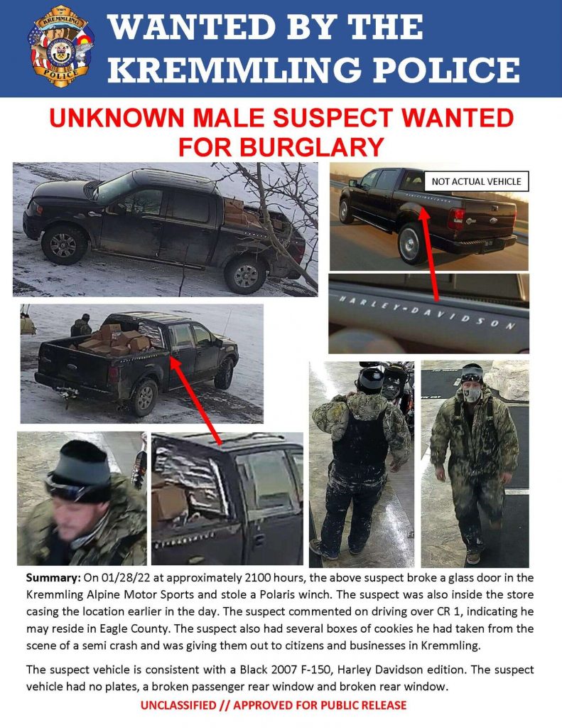 Kremmling police searching for suspect in burglary