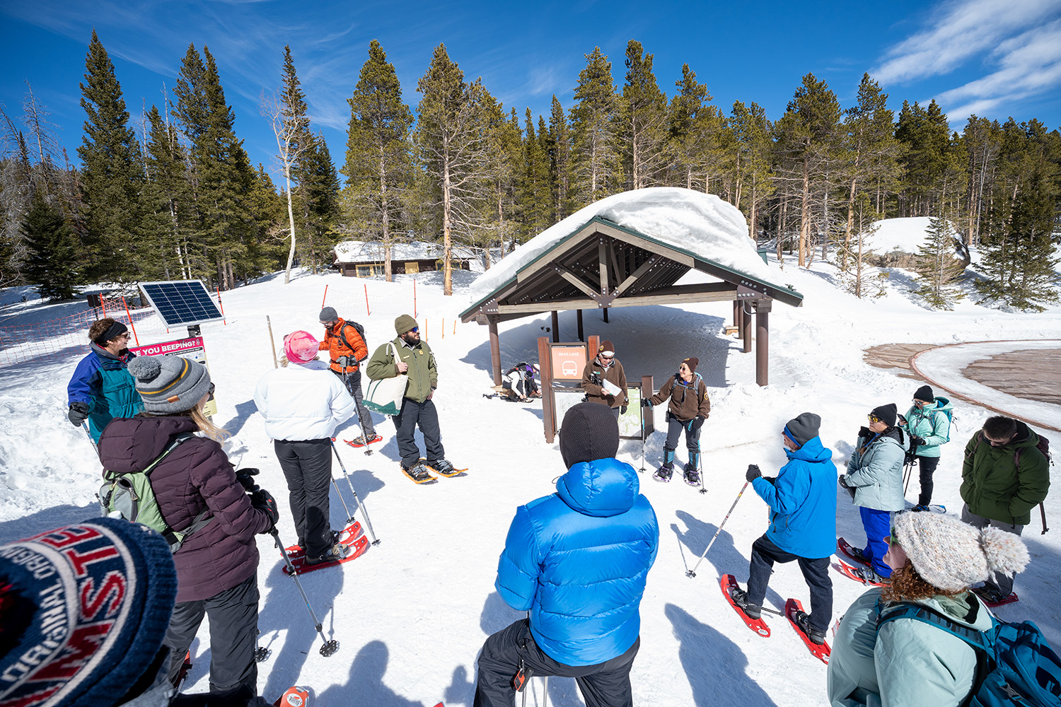 Join rangers for a guided snowshoe hike in Rocky Mountain National Park