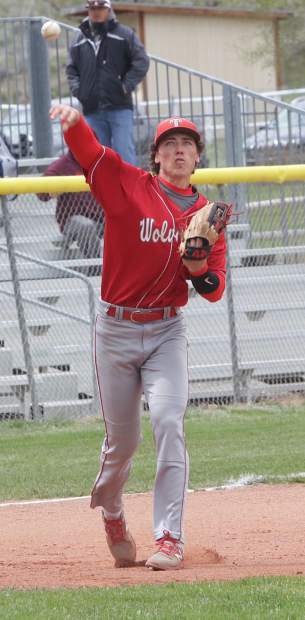 Senior Spencer Edmondson makes a throw from third base.