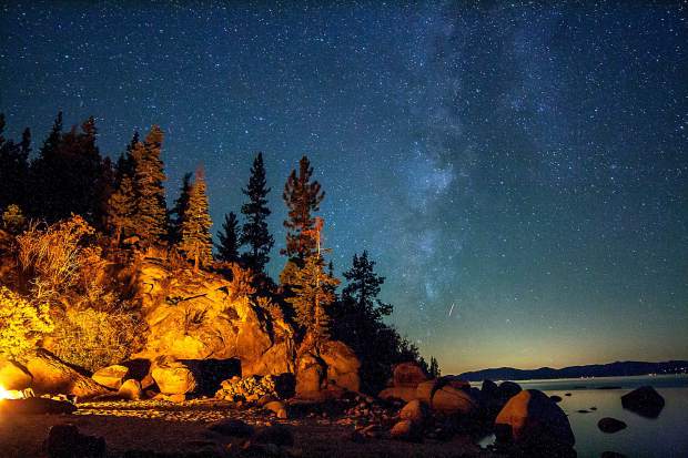 The stars are might brighter above Lake Tahoe, due to minimal light pollution.