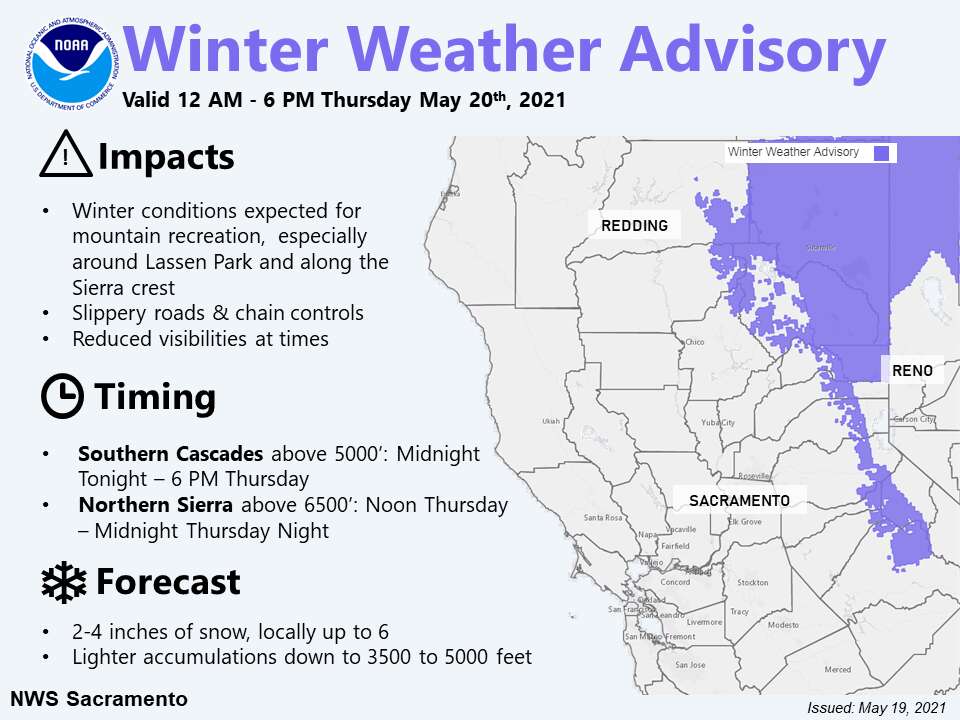 Truckee weather Winter weather advisory today