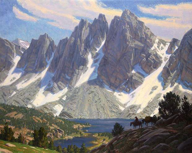 Artist paints Mt. Tallac from beach at Fallen Leaf Lake (video