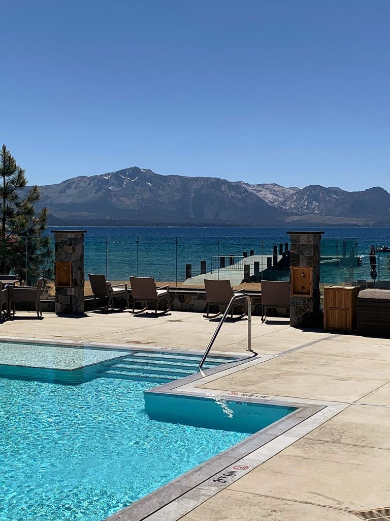 Tahoe Beach Club's pool is heated year-around.