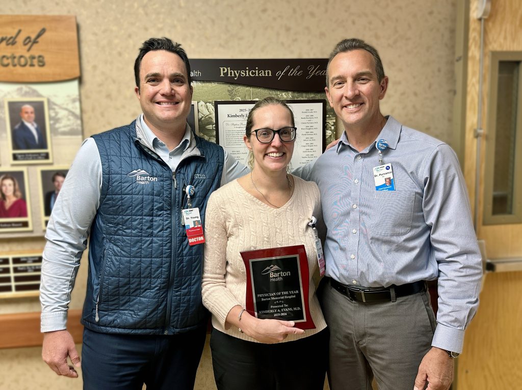 Dr. Kimberly Evans with Chief Medical Officer Dr. David Young and CEO Dr. Clint Purvance