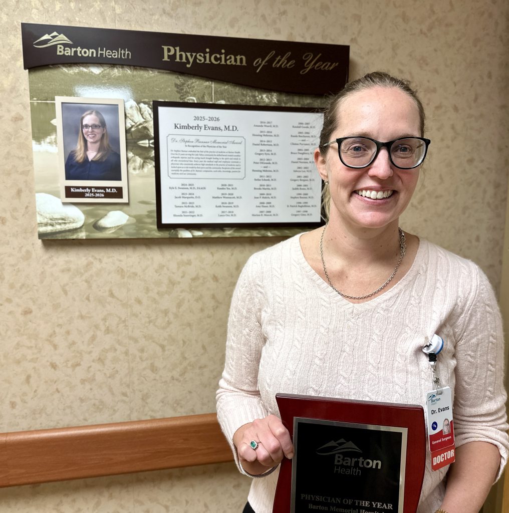Dr. Kimberly Evans Named Barton Health’s Physician of the Year Dr. Kimberly Evans Named Barton Health’s Physician of the Year
